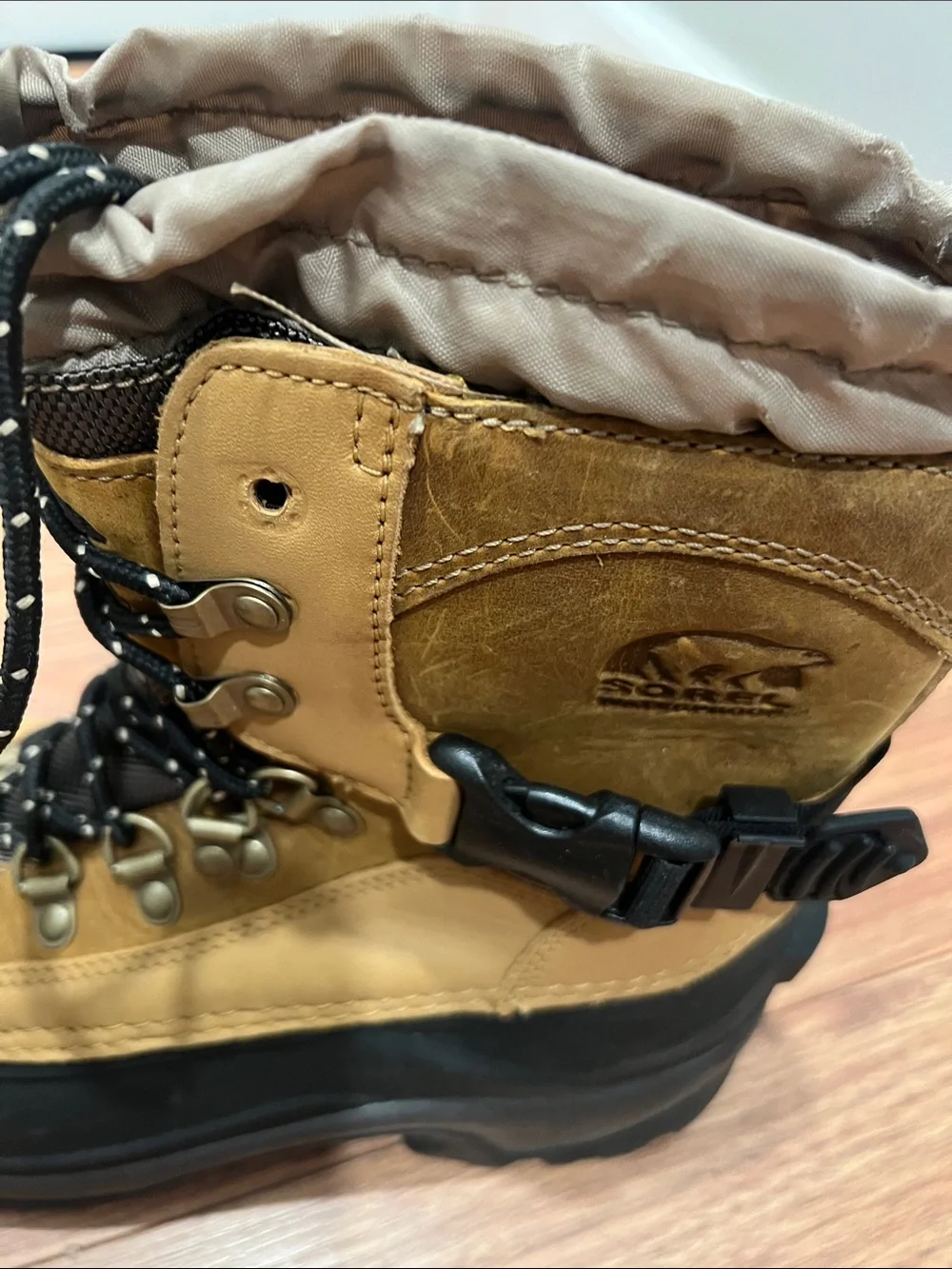 Sorel mens Waterproof Snow Boots in Tan and Black